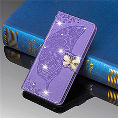 Coque Portefeuille Papillon Livre Cuir Etui Clapet L01 pour Xiaomi Mi 11 5G Violet Clair