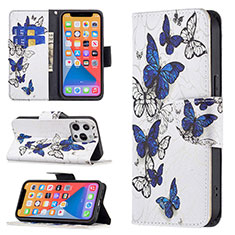 Coque Portefeuille Papillon Livre Cuir Etui Clapet L07 pour Apple iPhone 13 Pro Max Blanc