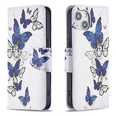 Coque Portefeuille Papillon Livre Cuir Etui Clapet L07 pour Apple iPhone 15 Plus Rose