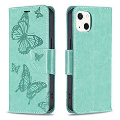 Coque Portefeuille Papillon Livre Cuir Etui Clapet L09 pour Apple iPhone 15 Vert