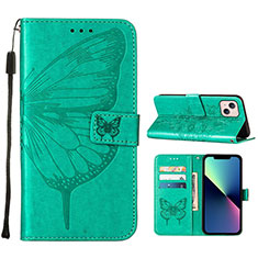 Coque Portefeuille Papillon Livre Cuir Etui Clapet L10 pour Apple iPhone 13 Vert