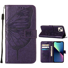 Coque Portefeuille Papillon Livre Cuir Etui Clapet L10 pour Apple iPhone 13 Violet