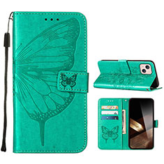 Coque Portefeuille Papillon Livre Cuir Etui Clapet L10 pour Apple iPhone 15 Plus Vert