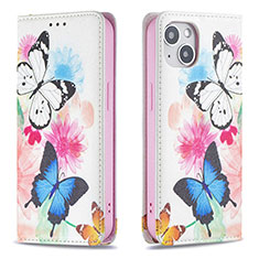 Coque Portefeuille Papillon Livre Cuir Etui Clapet pour Apple iPhone 13 Rose