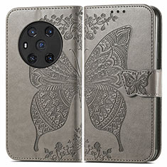 Coque Portefeuille Papillon Livre Cuir Etui Clapet pour Huawei Honor Magic3 5G Gris