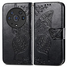 Coque Portefeuille Papillon Livre Cuir Etui Clapet pour Huawei Honor Magic3 Pro 5G Noir