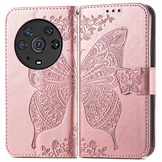 Coque Portefeuille Papillon Livre Cuir Etui Clapet pour Huawei Honor Magic3 Pro 5G Or Rose