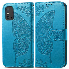 Coque Portefeuille Papillon Livre Cuir Etui Clapet pour Huawei Honor X10 Max 5G Bleu