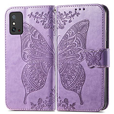 Coque Portefeuille Papillon Livre Cuir Etui Clapet pour Huawei Honor X10 Max 5G Violet Clair