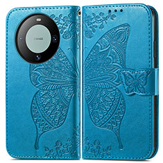 Coque Portefeuille Papillon Livre Cuir Etui Clapet pour Huawei Mate 60 Pro+ Plus Bleu