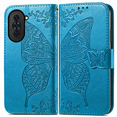 Coque Portefeuille Papillon Livre Cuir Etui Clapet pour Huawei Nova 10 Pro Bleu