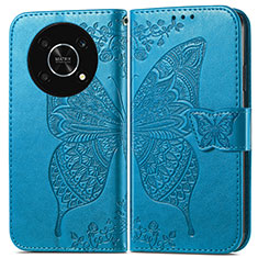 Coque Portefeuille Papillon Livre Cuir Etui Clapet pour Huawei Nova Y90 Bleu