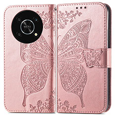 Coque Portefeuille Papillon Livre Cuir Etui Clapet pour Huawei Nova Y90 Or Rose