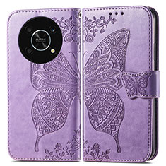 Coque Portefeuille Papillon Livre Cuir Etui Clapet pour Huawei Nova Y90 Violet Clair
