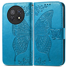 Coque Portefeuille Papillon Livre Cuir Etui Clapet pour Huawei Nova Y91 Bleu