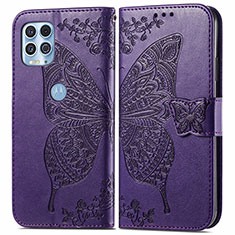 Coque Portefeuille Papillon Livre Cuir Etui Clapet pour Motorola Moto Edge S 5G Violet