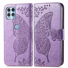 Coque Portefeuille Papillon Livre Cuir Etui Clapet pour Motorola Moto Edge S 5G Violet Clair