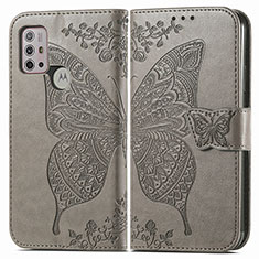 Coque Portefeuille Papillon Livre Cuir Etui Clapet pour Motorola Moto G10 Gris