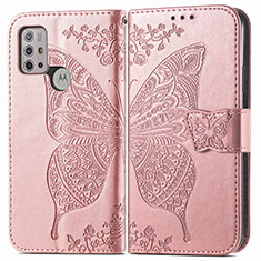 Coque Portefeuille Papillon Livre Cuir Etui Clapet pour Motorola Moto G10 Power Rose