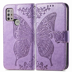 Coque Portefeuille Papillon Livre Cuir Etui Clapet pour Motorola Moto G10 Power Violet Clair