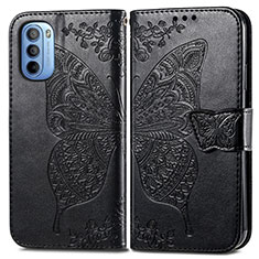 Coque Portefeuille Papillon Livre Cuir Etui Clapet pour Motorola Moto G41 Noir
