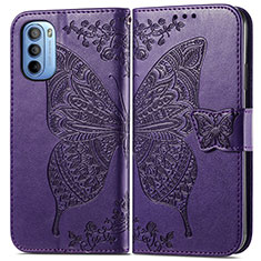Coque Portefeuille Papillon Livre Cuir Etui Clapet pour Motorola Moto G41 Violet