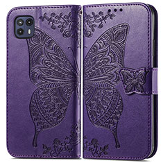 Coque Portefeuille Papillon Livre Cuir Etui Clapet pour Motorola Moto G50 5G Violet