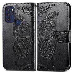 Coque Portefeuille Papillon Livre Cuir Etui Clapet pour Motorola Moto G60s Noir