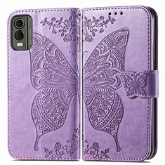 Coque Portefeuille Papillon Livre Cuir Etui Clapet pour Nokia C210 Violet Clair