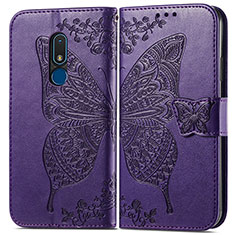 Coque Portefeuille Papillon Livre Cuir Etui Clapet pour Nokia C3 Violet