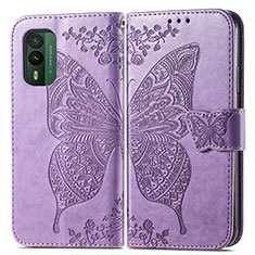 Coque Portefeuille Papillon Livre Cuir Etui Clapet pour Nokia XR21 Violet Clair