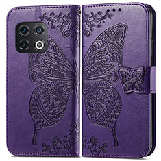 Coque Portefeuille Papillon Livre Cuir Etui Clapet pour OnePlus 10 Pro 5G Violet