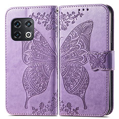 Coque Portefeuille Papillon Livre Cuir Etui Clapet pour OnePlus 10 Pro 5G Violet Clair