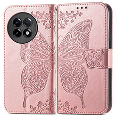 Coque Portefeuille Papillon Livre Cuir Etui Clapet pour OnePlus 11R 5G Or Rose