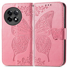 Coque Portefeuille Papillon Livre Cuir Etui Clapet pour OnePlus 11R 5G Rose Rouge