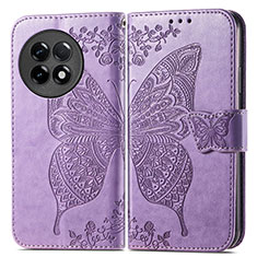 Coque Portefeuille Papillon Livre Cuir Etui Clapet pour OnePlus 11R 5G Violet Clair