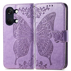 Coque Portefeuille Papillon Livre Cuir Etui Clapet pour OnePlus Ace 2V 5G Violet Clair