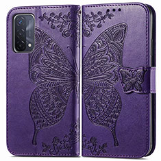 Coque Portefeuille Papillon Livre Cuir Etui Clapet pour OnePlus Nord N200 5G Violet