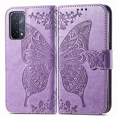 Coque Portefeuille Papillon Livre Cuir Etui Clapet pour OnePlus Nord N200 5G Violet Clair
