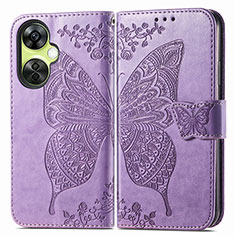 Coque Portefeuille Papillon Livre Cuir Etui Clapet pour OnePlus Nord N30 5G Violet Clair