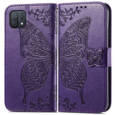 Coque Portefeuille Papillon Livre Cuir Etui Clapet pour Oppo A16K Violet