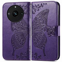 Coque Portefeuille Papillon Livre Cuir Etui Clapet pour Realme 11 Pro 5G Violet
