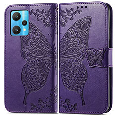 Coque Portefeuille Papillon Livre Cuir Etui Clapet pour Realme 9 Pro 5G Violet