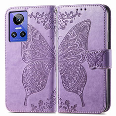 Coque Portefeuille Papillon Livre Cuir Etui Clapet pour Realme GT Neo3 5G Violet Clair
