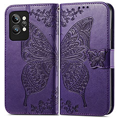 Coque Portefeuille Papillon Livre Cuir Etui Clapet pour Realme GT2 Pro 5G Violet