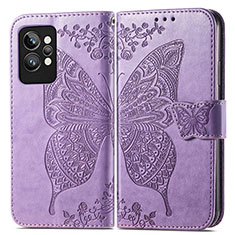 Coque Portefeuille Papillon Livre Cuir Etui Clapet pour Realme GT2 Pro 5G Violet Clair