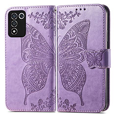 Coque Portefeuille Papillon Livre Cuir Etui Clapet pour Realme Q3s 5G Violet Clair