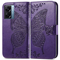 Coque Portefeuille Papillon Livre Cuir Etui Clapet pour Realme V23 5G Violet