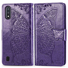 Coque Portefeuille Papillon Livre Cuir Etui Clapet pour Samsung Galaxy A01 SM-A015 Violet