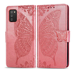 Coque Portefeuille Papillon Livre Cuir Etui Clapet pour Samsung Galaxy A02s Rose Rouge